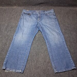 Chaps Jeans Men Size 42x30 Blue Straight Fit Relaxed‎ Mid Rise Dark Stone Wash